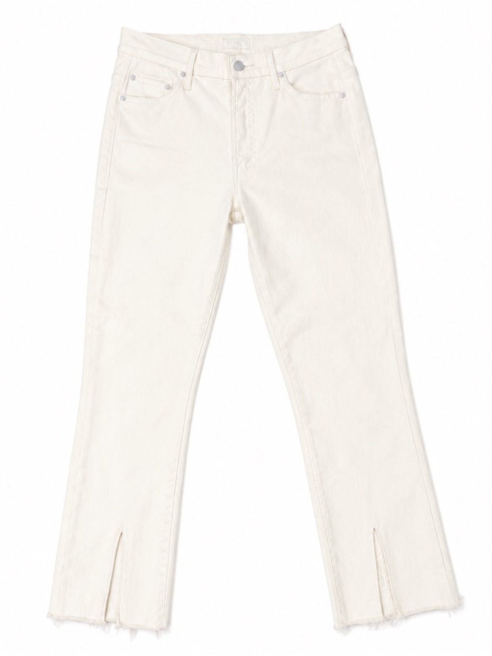 MOTHER The Insider Slit Ankle Fray Jeans Women’s Size 26 Glass Slipper White - Picture 1 of 6